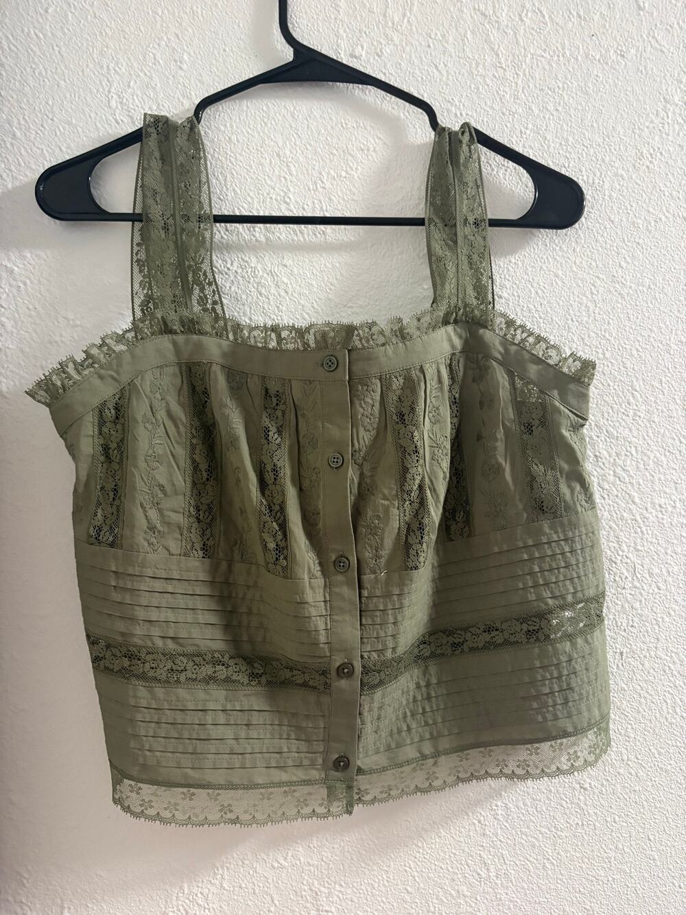 Sézane Olive Lace Camisole — Size 38